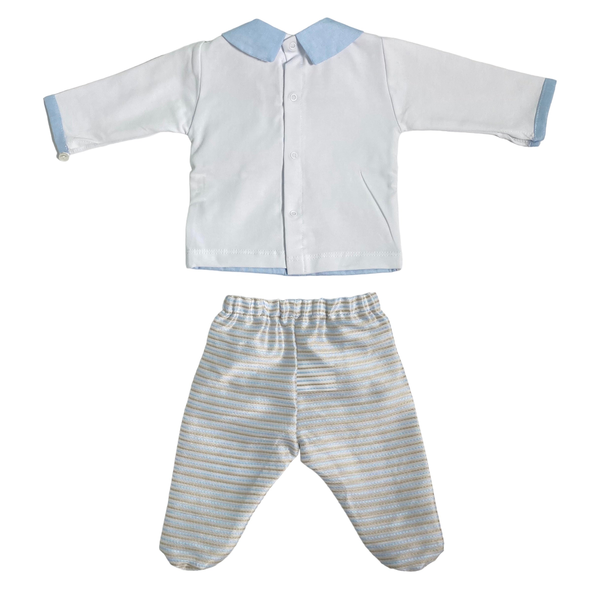 Tutina Spezzata In Cotone E Lino Neonato LA SARTORIA DEI PICCOLI LS304 - LA SARTORIA DEI PICCOLI - Luxury Kids
