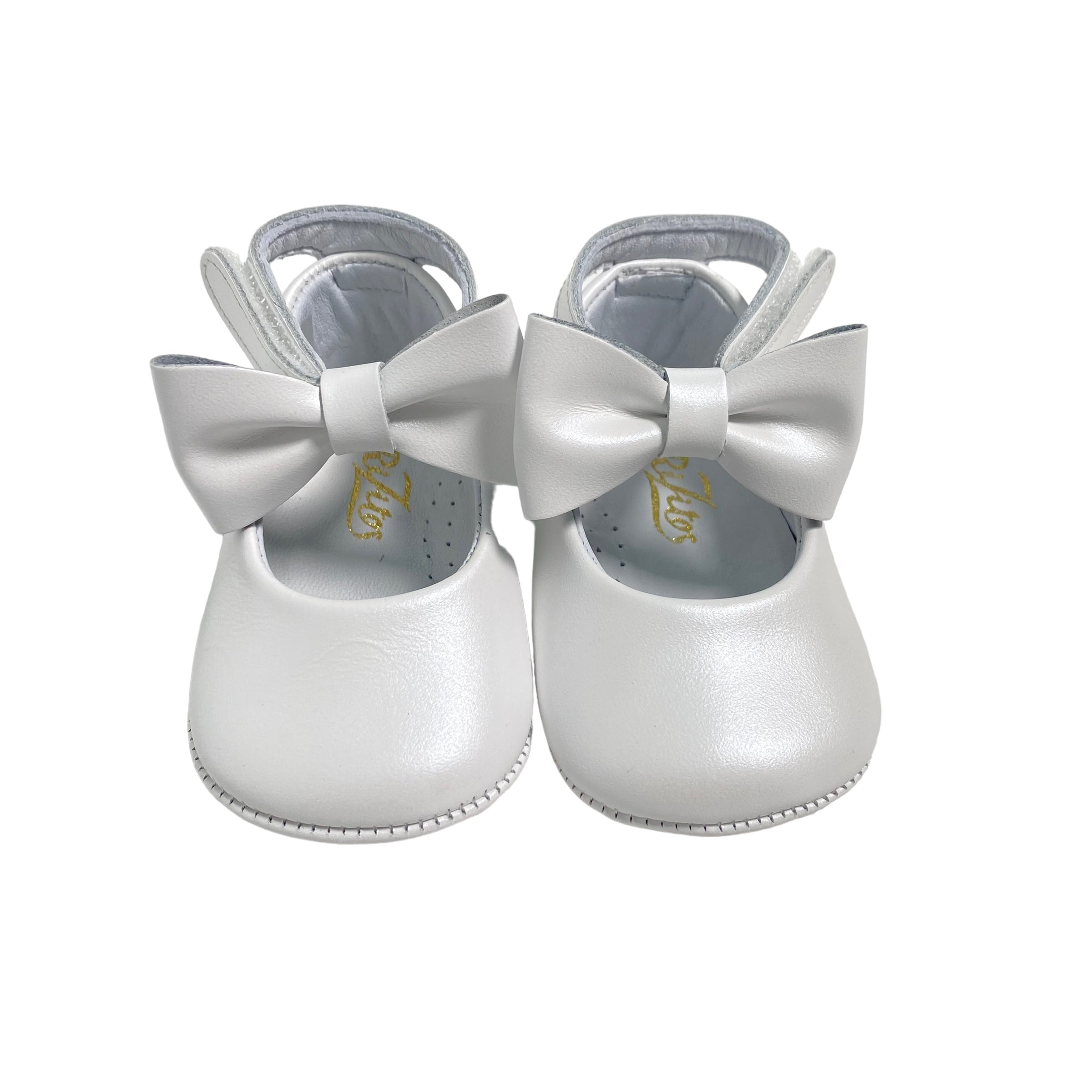 Scarpe Da Culla Modello Ballerina In Pelle Con Fiocco Neonata RIZITOS A2705P - RIZITOS - Luxury Kids