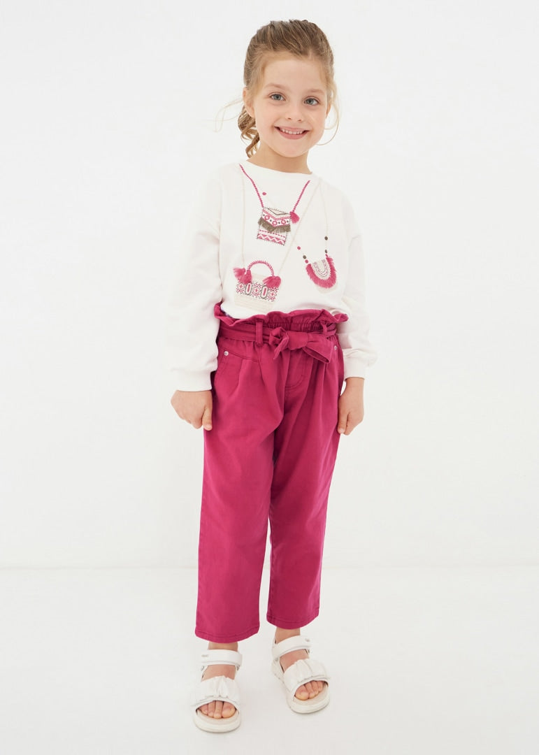Pantalone Lungo Slouchy In Cotone Sostenibile Bambina MAYORAL 3502 - MAYORAL - Luxury Kids