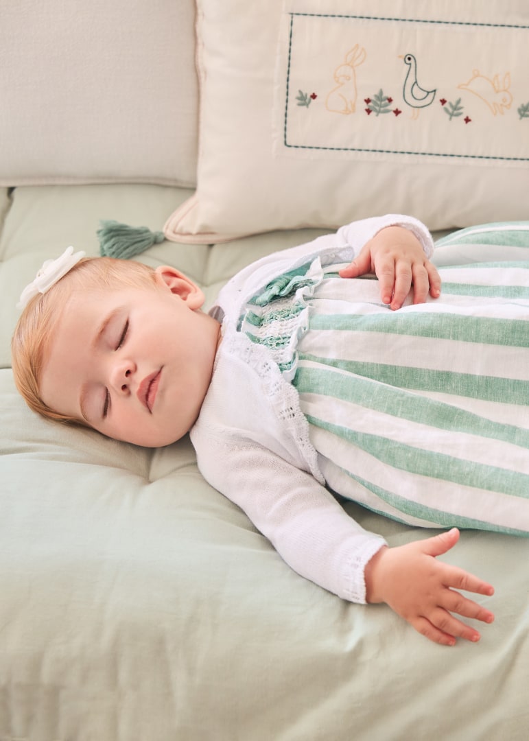 Abito Smanicato Con Culotte In Misto Lino Neonata MAYORAL 1820 - MAYORAL - Luxury Kids