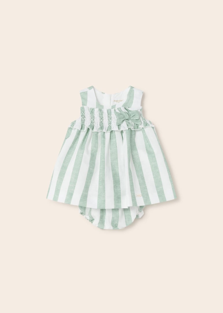 Abito Smanicato Con Culotte In Misto Lino Neonata MAYORAL 1820 - MAYORAL - Luxury Kids