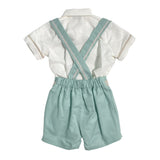 Completo Corto Elegante In Lino Con Bretrelle E Bermuda Bambino PONTO POR PONTO 6136