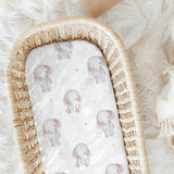 Mussola In Cotone Organico Stampata Neonato/a CUCUSETTETE ELEFANTINO