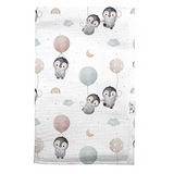 Mussola In Cotone Organico Stampata Neonato/a CUCUSETTETE PINGUINI