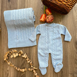 Set Trecce In Caldo Cotone Neonato Azzurro SARDON