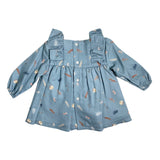 Langärmliges, ausgestelltes Kleid aus warmer Baumwolle mit Musterdruck für Babys DEL SUR 5135