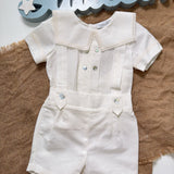 Completo Elegante Con Camicia E Salopette In Lino Neonato PONTO POR PONTO 6505