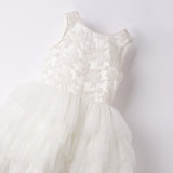 Abito Elegante Smanicato In Pizzo E Tulle Bambina SARABANDA B464