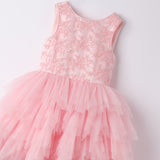 Abito Elegante Smanicato In Pizzo E Tulle Bambina SARABANDA B464