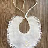 Bavetta In Lino E Pizzo Con Ricamo Neonato/a LA SARTORIA DEI PICCOLI L1076