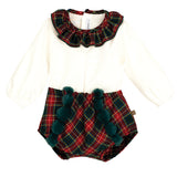 Completo Con Culotte Scozzese In Caldo Cotone Neonata CALAMARO 11245