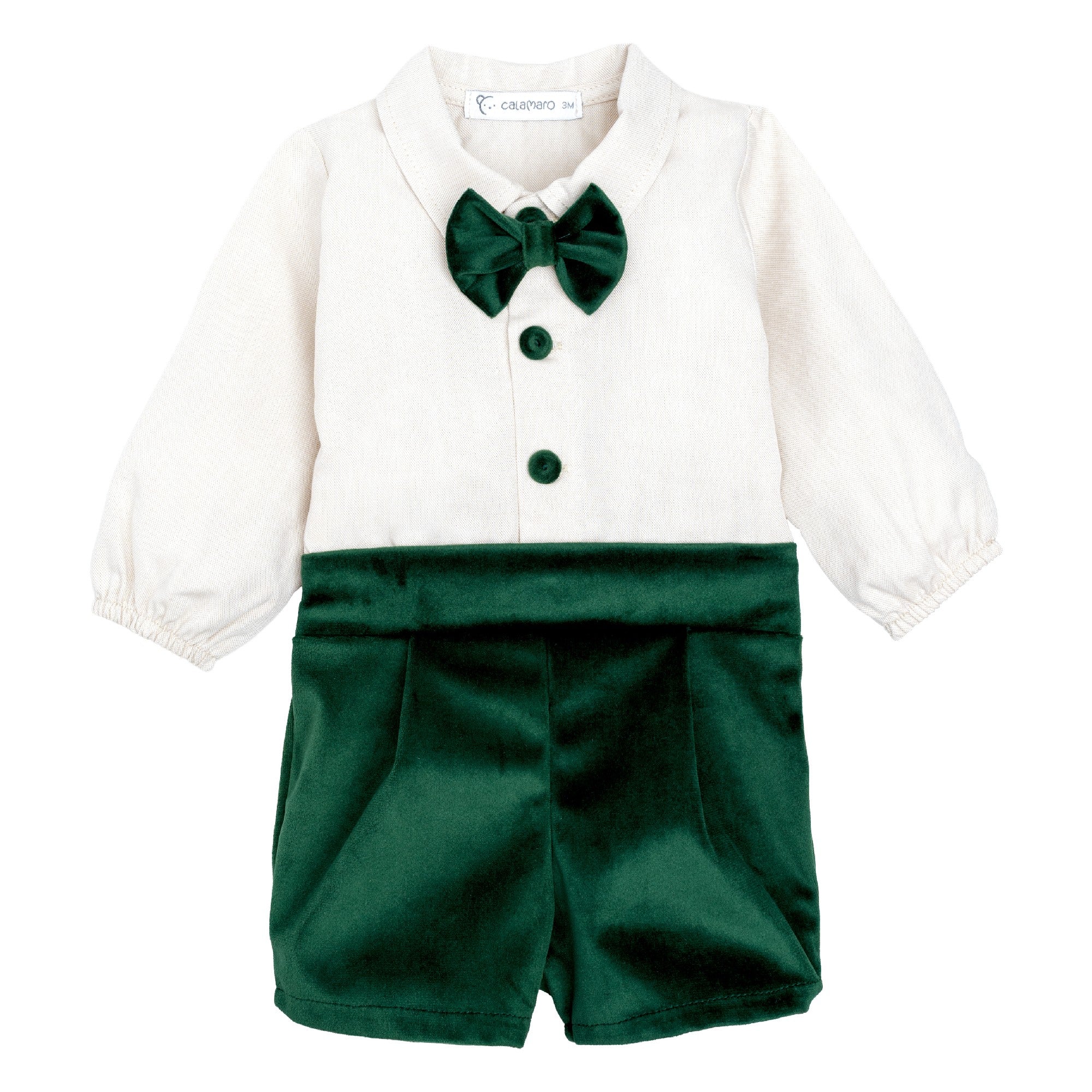 Completo Bermuda in velluto con Camicia  Neonato  CALAMARO 11452