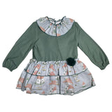 Langärmliges Kleid aus Samt und bedrucktem Muster für Mädchen DEL SUR 5190