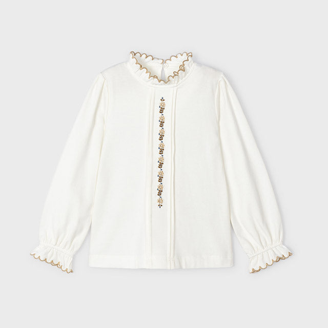 Langärmlige Baumwollbluse mit Stickerei für Mädchen MAYORAL 4196