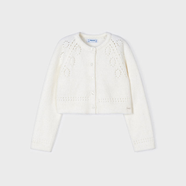 Perforierter Trikot-Cardigan aus Wollmischung für Mädchen MAYORAL 4310 