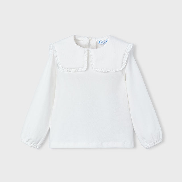 Blusa Con Collo Volant In Caldo Cotone Bambina MAYORAL 4134