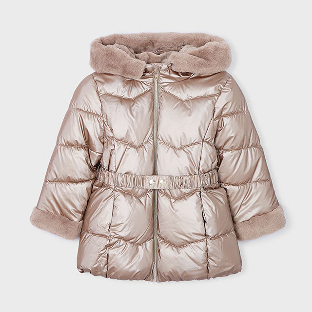 Giubbotto Imbottito Lungo Metallizato Con Cintura Bambina MAYORAL 4448