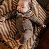 Set aus Latzhose und Pullover aus brauner Wolle für Neugeborene WEDOBLE I2308310A