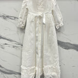 Longuette Taufkleid aus weißem Leinen Newborn Luana Creations 153