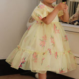 Abito Mezza Manica In Organza Stampata Bambina PHY CLOTHING 25016