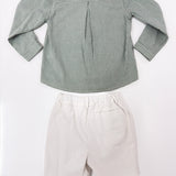 Completo Camicia E Bermuda In Misto Cotone  bianco-Verde Neonato DEL SUR 1247
