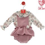 Completo Con Salopette In Velluto Neonata DEL SUR 1837