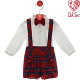 Completo Con Salopette Scozzese E Camcia Neonato DEL SUR 1871