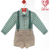 Completo Con Salopette E Camicia Con Bretelle Neonato DEL SUR 1878