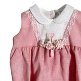 Pagliaccetto In Misto Lino Con Fiori Neonata NINNAOH E2417P