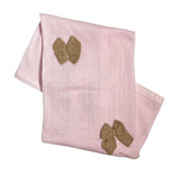 Coperta Scialle in Filo Rosa Con Fiocco Neonata BEBE' MARGO' B03144