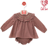 Abito Con Culotte in Vichy In Caldo Cotone Neonata DEL SUR 2076