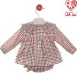 Abito in Vichy Con Culotte In Caldo Cotone Neonata DEL SUR 2079