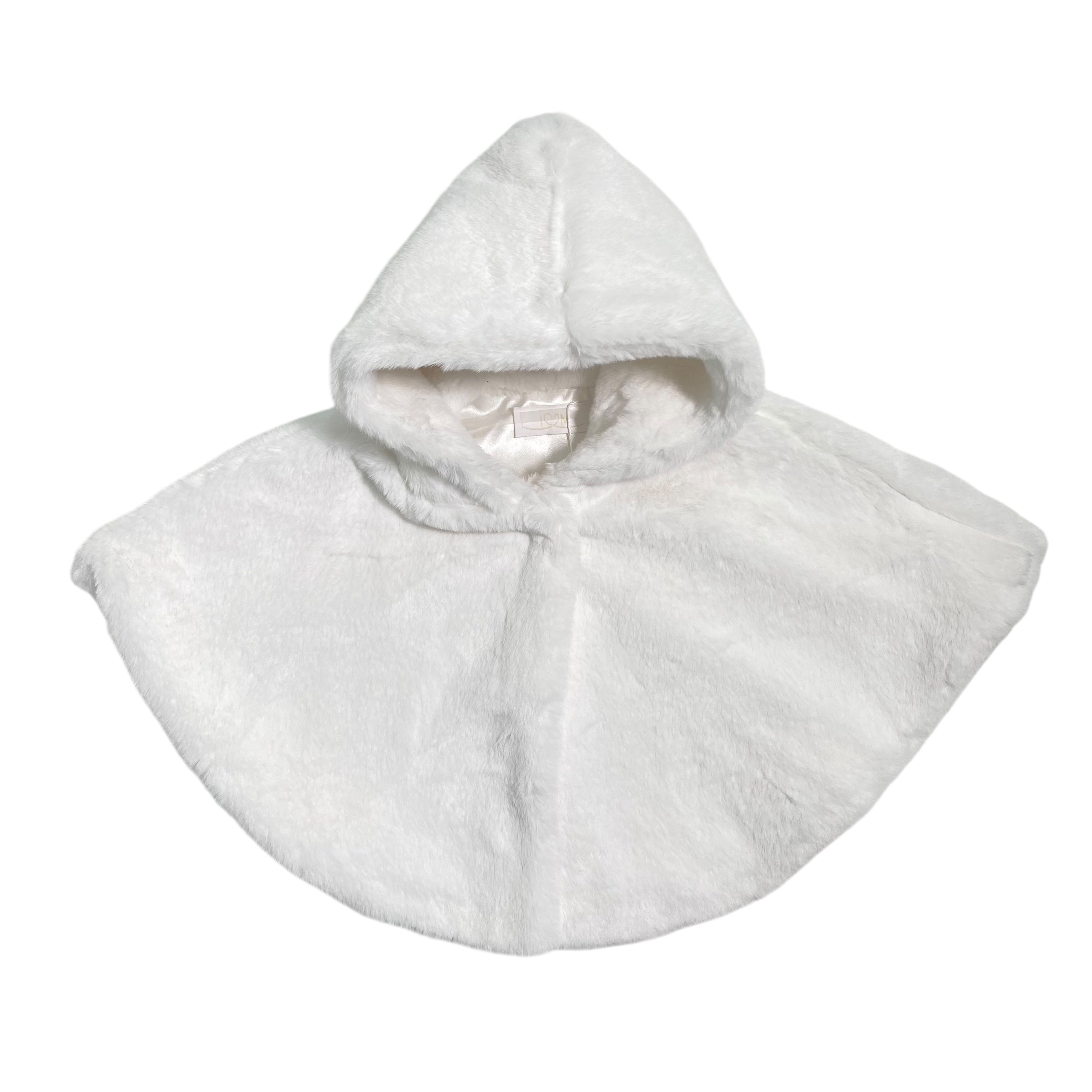 Eleganter Umhang mit Kapuze aus Kunstfell und Satinschleife für Babys ISABEL F593