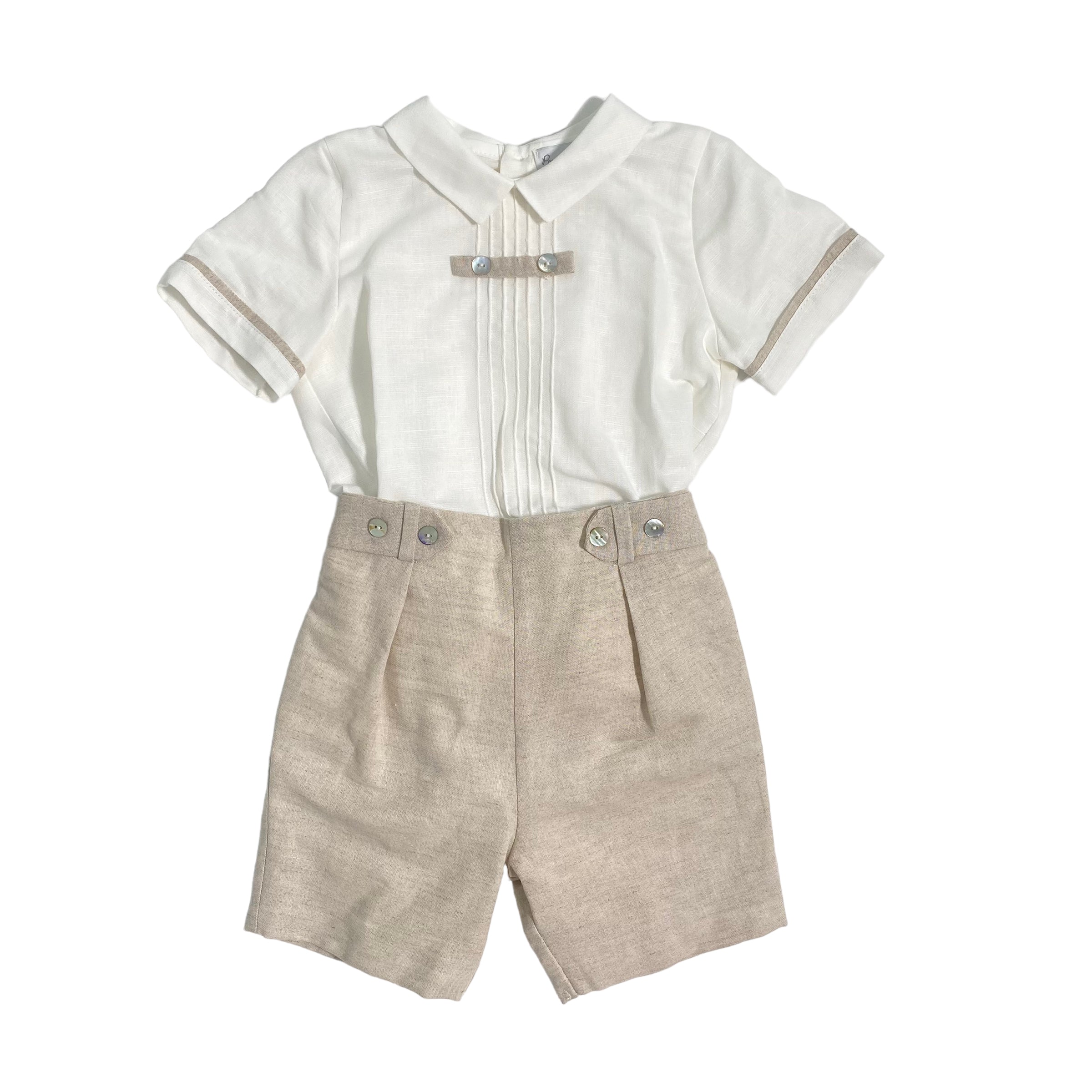 Completo Corto Elegante In Lino Con Bermuda Neonato PONTO POR PONTO 6132