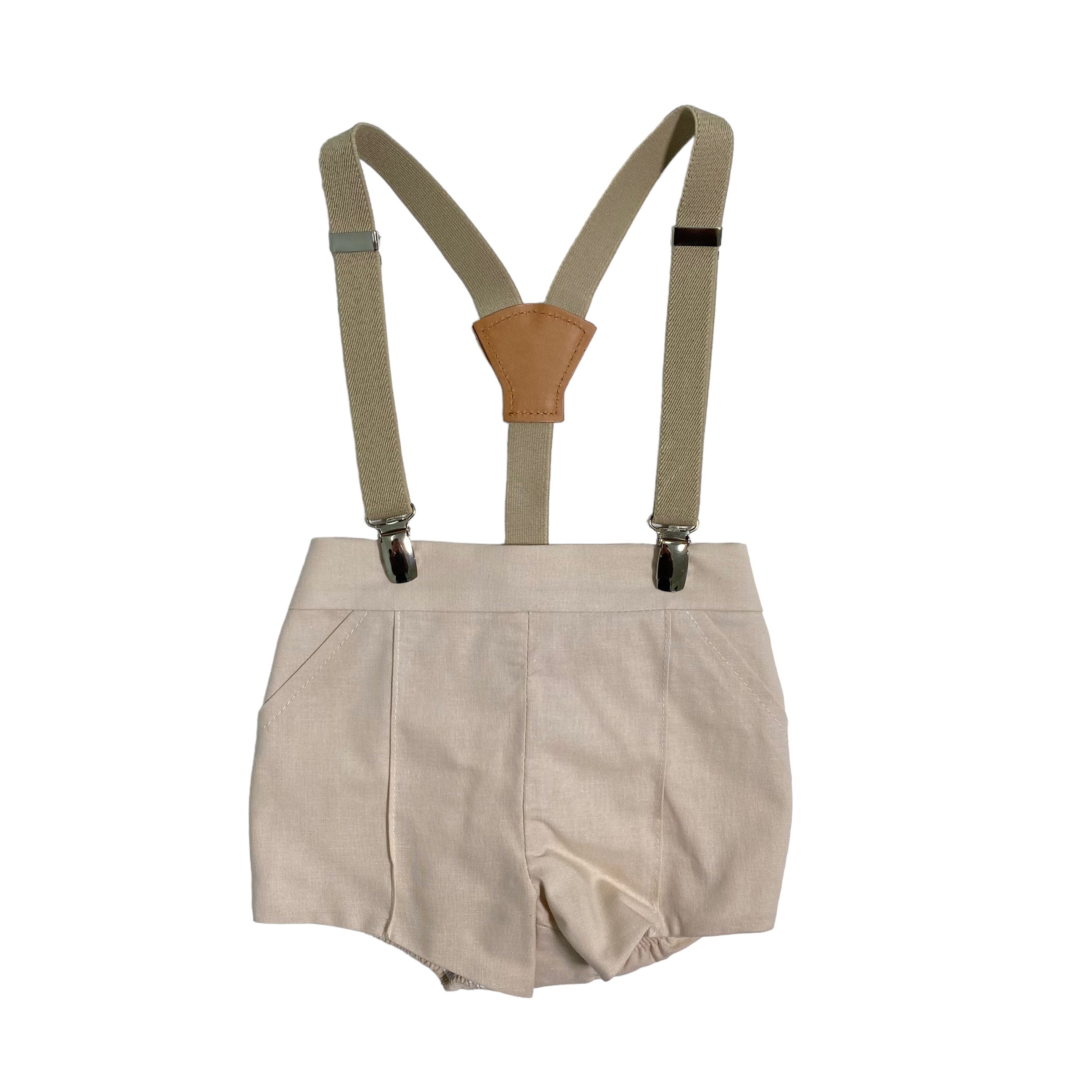 Pantaloncino In Cotone Con Bretelle e Cavalluccio Neonato YOEDU 3990