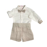 Completo Elegante In Lino Con Bermuda Camicia E Papillon Bambino MIMILU' 588N