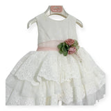 Abito Elegante Smanicato Con Pizzo Neonata MIMILU' 1161BB