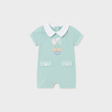 Pagliaccetto Corto In Cotone Con Elefantini Verde Neonato MAYORAL 1724