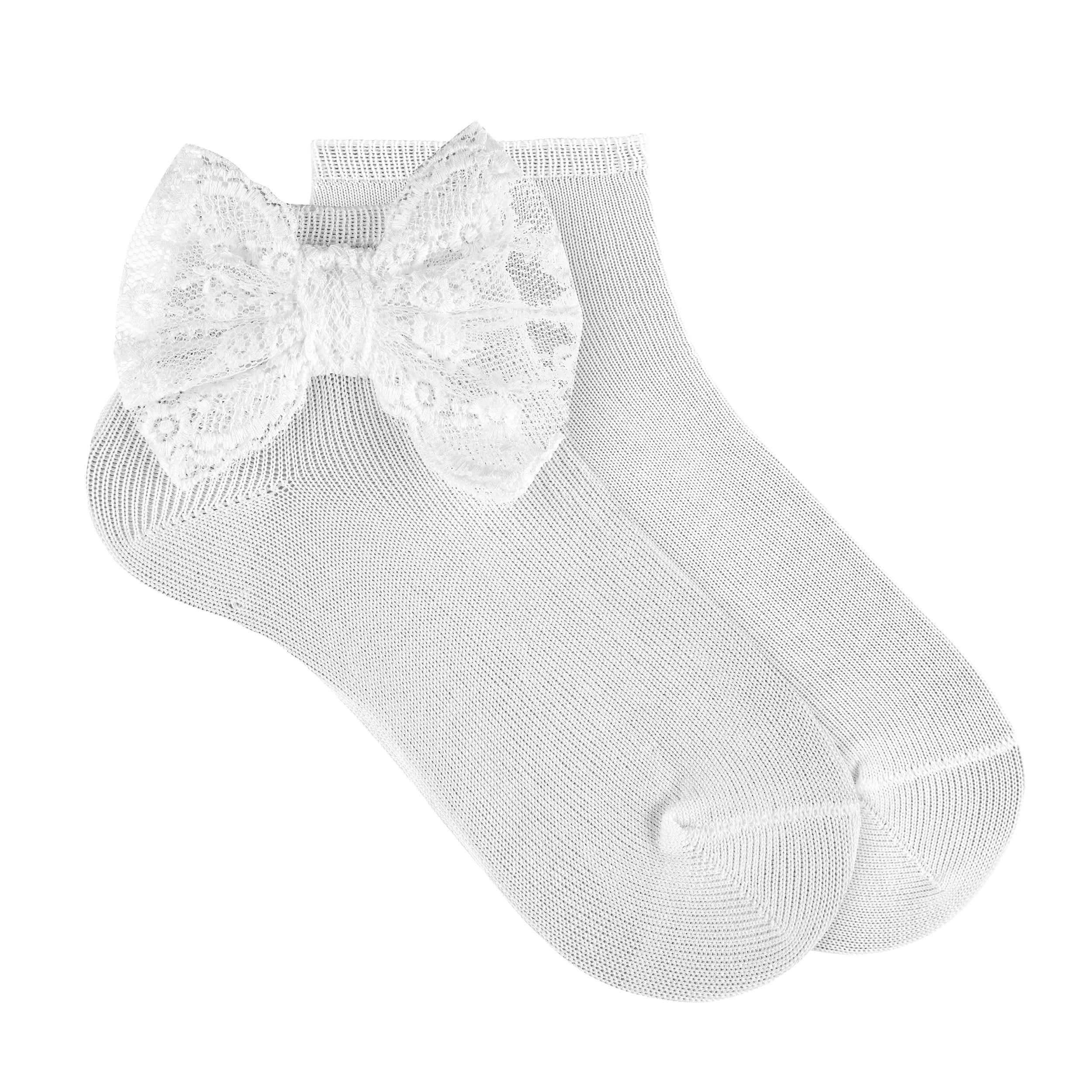 Calzino Corto In Filo Con Fiocco In Pizzo Bambina CONDOR 2407