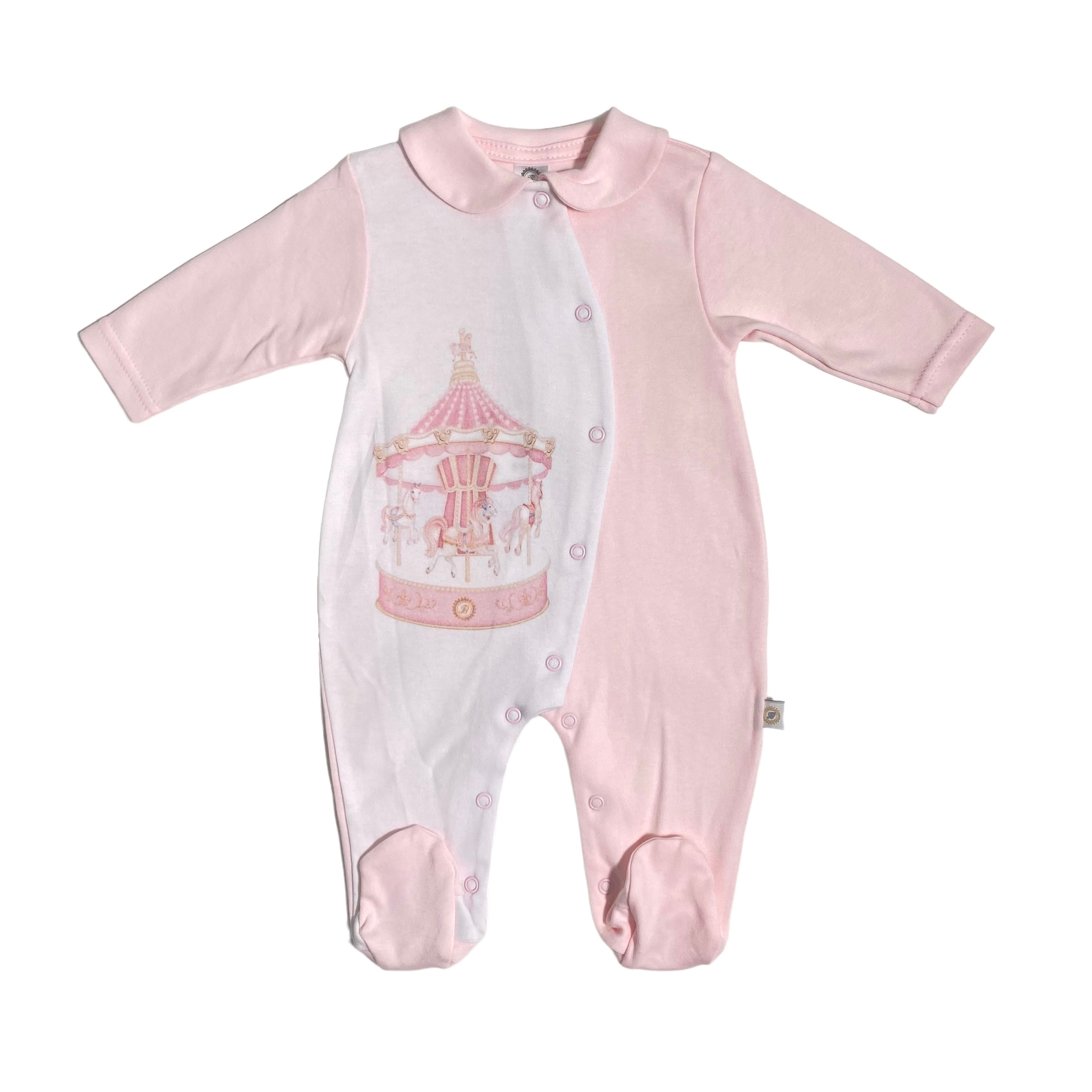 Tutina Intera In Cotone Stampa Carillon Neonato/a FIRST BABY KARUZELA