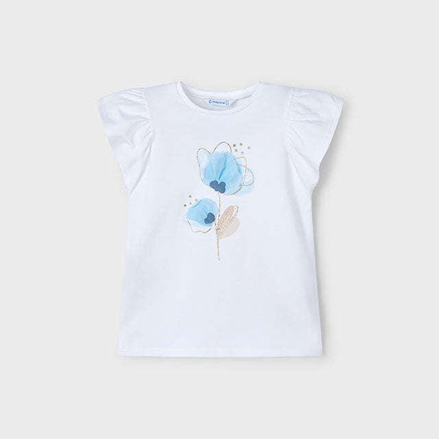 T-Shirt In Cotone Con Fiore A Rilievo Bambina MAYORAL 3002