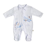 Tutina Intera In Cotone Stampa Aereoplano Neonato FIRST BABY PLANES