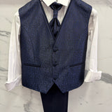 Completo Comunione Damascato 5 pezzi Bambino Blu AM40033J