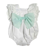 Pagliaccetto Elegante Battesimale Con Pizzo E Fiocco Neonata GRANLEI 197