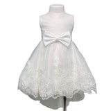 Abito Smanicato Elegante Battesimale In Pizzo Neonata ISABEL B12