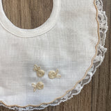 Bavetta In Lino E Pizzo Con Ricamo Neonato/a LA SARTORIA DEI PICCOLI L1076