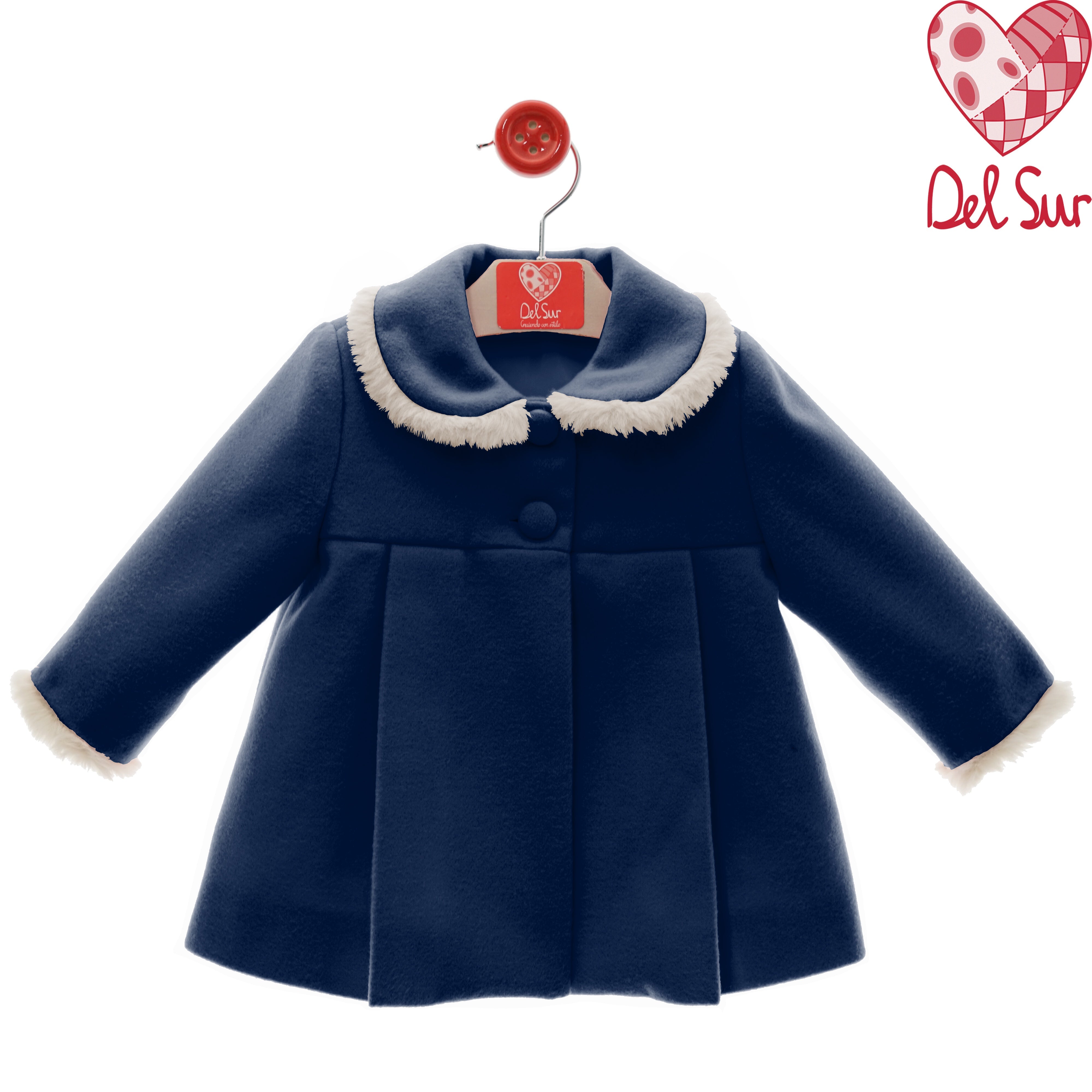 Cappottino In Panno Con Inserti In Ecopelliccia Neonata DEL SUR 3992