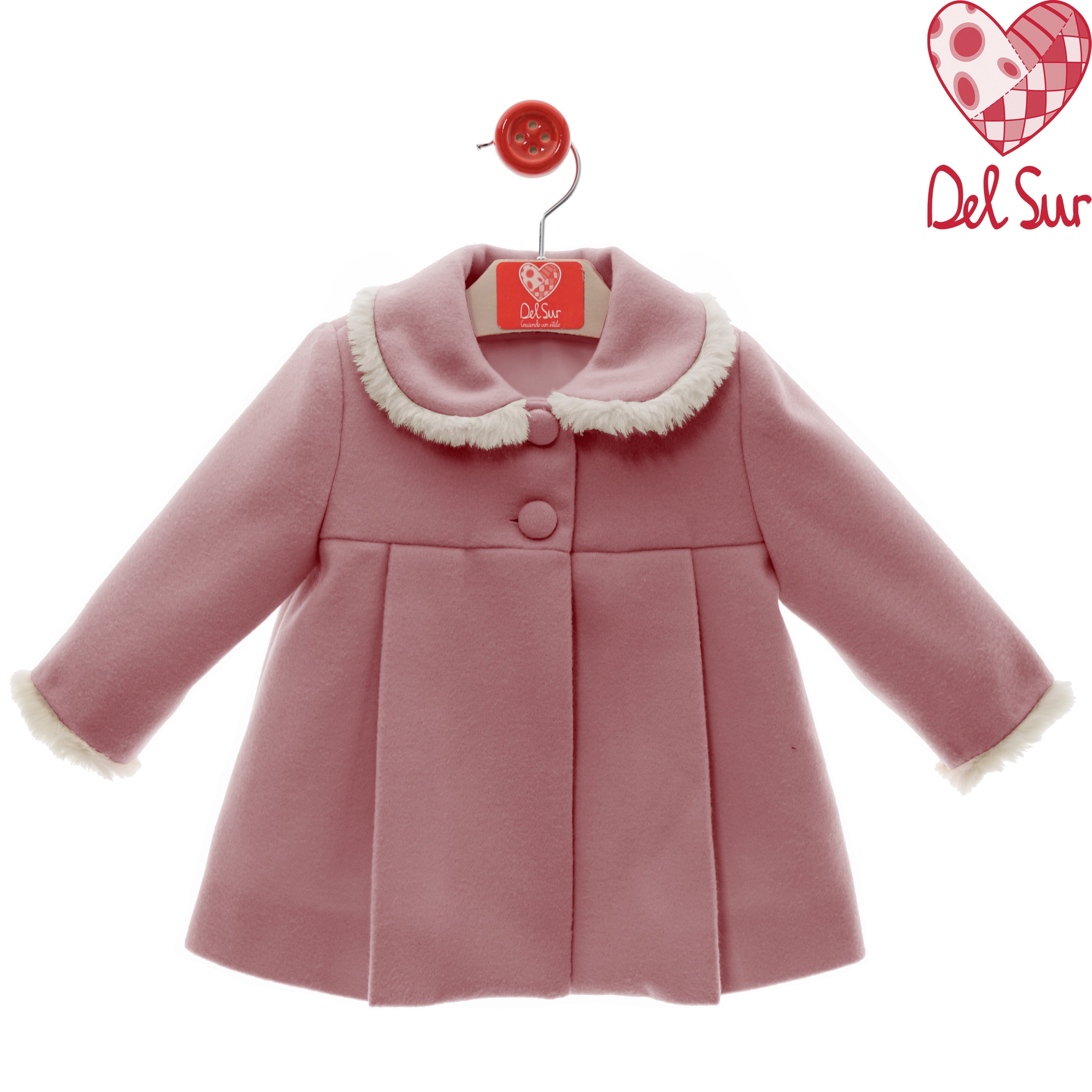 Cappottino In Panno Con Inserti In Ecopelliccia Neonata DEL SUR 3992