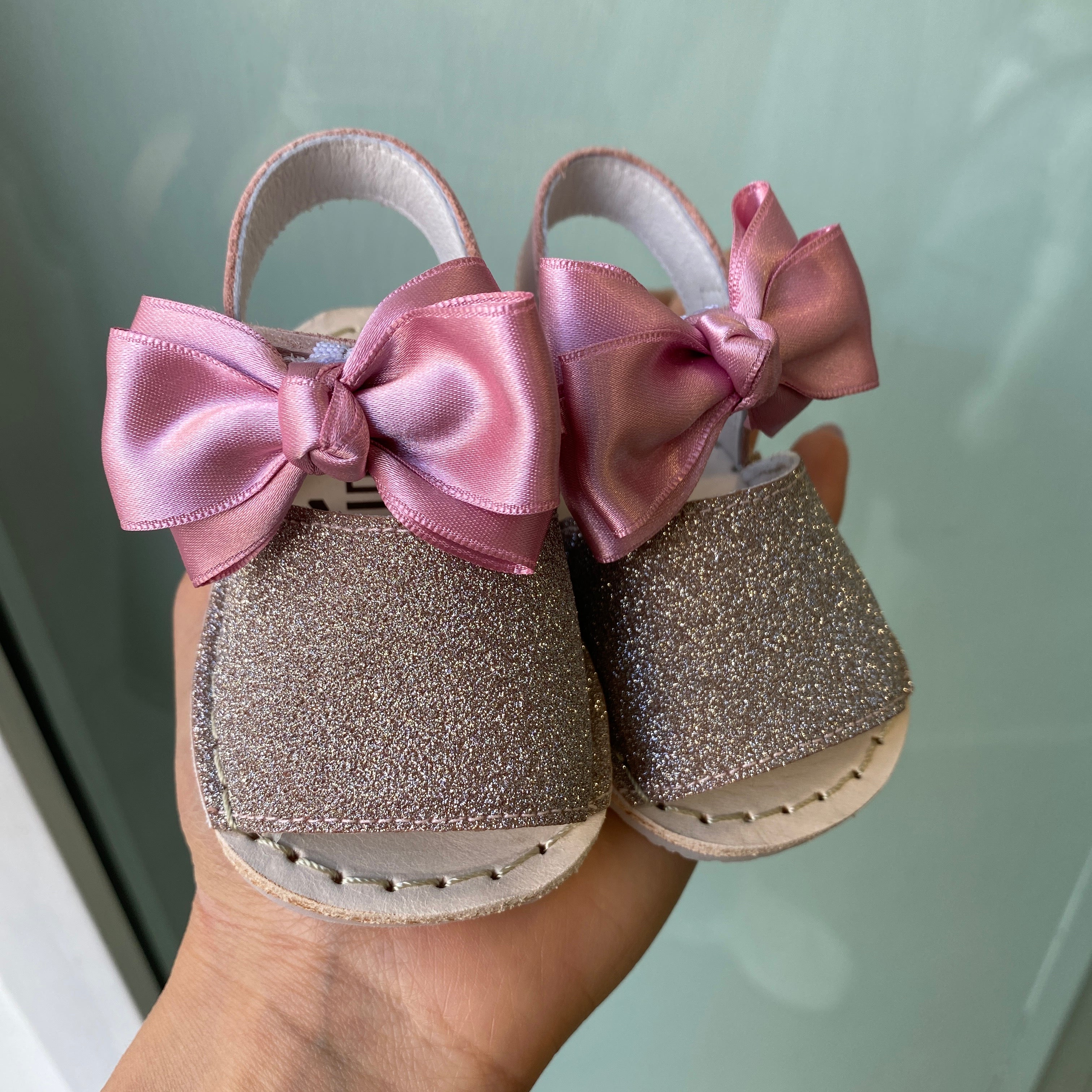 Minorchina Glitter Sandals with Satin Bow INDEX 300