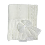 Coperta In Filo Di Cotone Con Traforature E Fiocco In Tulle Neonata GRANLEI 137